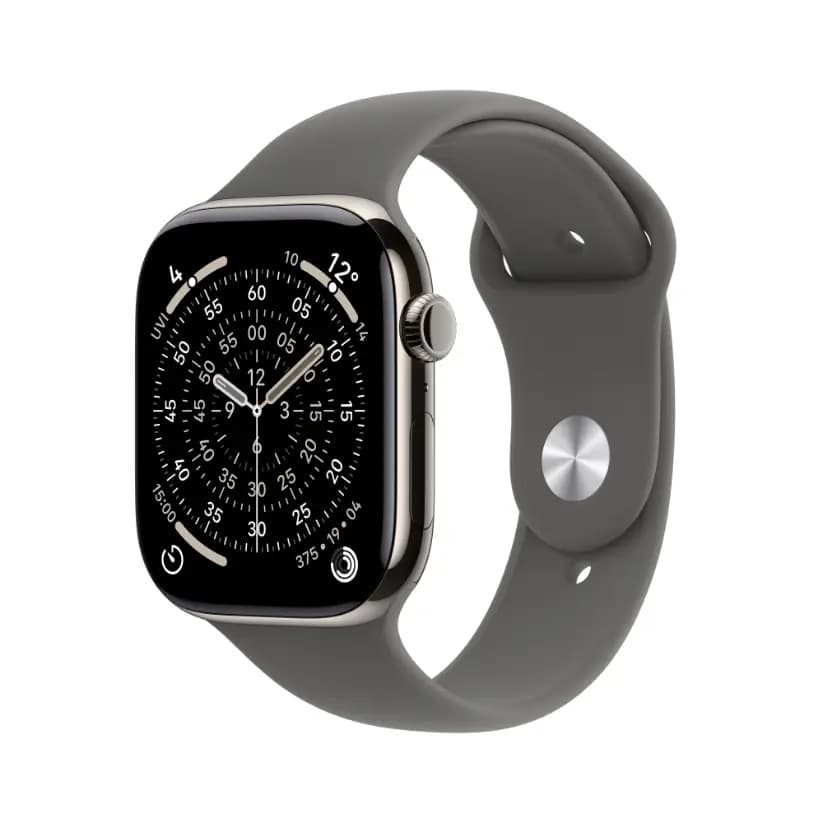 Apple Watch Series 11 Natural Titanium Case with Stone Grey Sport Band