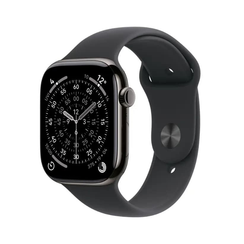 Apple Watch Series 11 Slate Titanium Case with  Black Sport Band