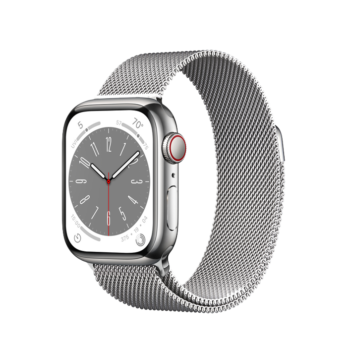 Apple Watch Series 8 Silver Stainless Steel Case with Silver Milanese Loop
