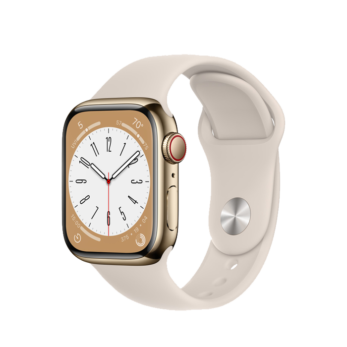 Apple Watch Series 8  Gold Stainless Steel Case with Starlight Sport Band